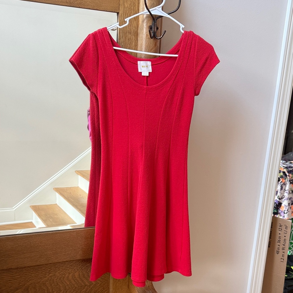 Maeve Scarlet Fit-Flair Short Sleeve Dress